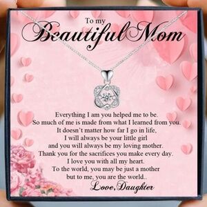 Silvertone Cz Knot Pendant Necklace - To My Beautiful Mom